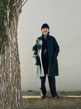 「clarks」｜「アイテム（デニムジャケット）」を使った、【Khaki's】A田さん（メンズ・163cm）の冬コーディネート