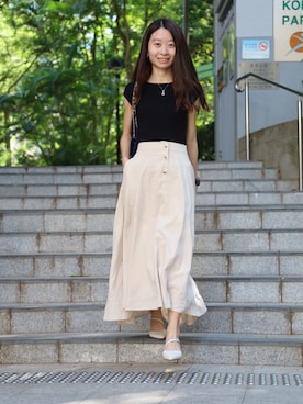 「UNIQLO（ユニクロ）のアイテム（ニット/セーター、ブラック系）」を使った、vivian0513さん（レディース）の秋コーディネート