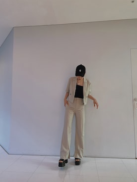 「envym_staff」｜「アイテム（帽子）」を使った、ENVYM_rioさん（レディース・163cm）の春コーディネート