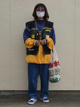 「アイテム（デニムパンツ、その他）」を使った、たなかさん（レディース・160cm）の冬コーディネート