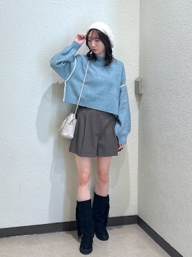 「アイテム（ハンチング/ベレー帽）」を使った、こころさん（レディース・163cm）の秋コーディネート