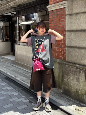 「フーディー」｜ひなのさん（レディース・159cm）の夏コーディネート