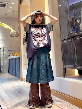 「フーディー」｜ひなのさん（レディース・159cm）の夏コーディネート