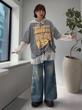 「CIAOPANIC（チャオパニック）のアイテム（パンツ）」を使った、ひなのさん（レディース・159cm）の春コーディネート