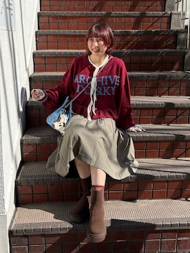 「CIAOPANIC（チャオパニック）のアイテム（スカート）」を使った、ひなのさん（レディース・159cm）の秋コーディネート