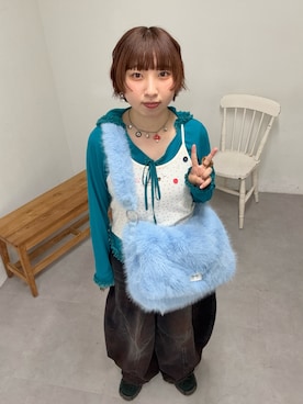 「CIAOPANIC（チャオパニック）のハートドットボタンホルターネックキャミSET（Tシャツ/カットソー、ホワイト系）」を使った、ひなのさん（レディース・159cm）の夏コーディネート