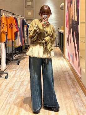 「CIAOPANIC（チャオパニック）のアイテム（デニムパンツ）」を使った、ひなのさん（レディース・159cm）の秋コーディネート