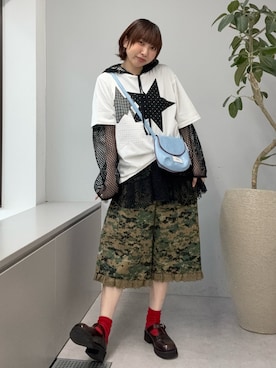「CIAOPANIC（チャオパニック）のアイテム（パンツ）」を使った、ひなのさん（レディース・159cm）の春コーディネート