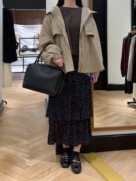 「A part by（アパートバイ）の【撥水加工】スタンドブルゾン（ブルゾン、ベージュ系）」を使った、ひぃ(588)さん（レディース・162cm）の秋コーディネート