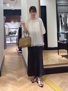 「A part by（アパートバイ）のバルーンドットブラウス（シャツ/ブラウス）」を使った、ひぃ(588)さん（レディース・162cm）の夏コーディネート