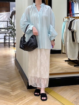 「A part by（アパートバイ）のハートモチーフバッグ（ショルダーバッグ、ブラック系）」を使った、ひぃ(588)さん（レディース・162cm）の春コーディネート