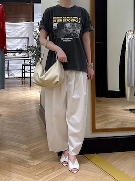 「A part by（アパートバイ）のハートモチーフバッグ（ショルダーバッグ、ホワイト系）」を使った、ひぃ(588)さん（レディース・162cm）の春コーディネート