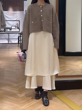 「A part by（アパートバイ）のサテンティアードキャミワンピース（ワンピース）」を使った、ひぃ(588)さん（レディース・162cm）の秋コーディネート