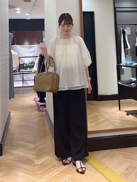 「A part by（アパートバイ）のバルーンドットブラウス（シャツ/ブラウス）」を使った、ひぃ(588)さん（レディース・162cm）の夏コーディネート