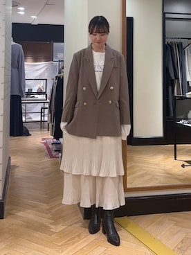 「A part by（アパートバイ）のＷライクテーラードスリットジャケット（テーラードジャケット）」を使った、ひぃ(588)さん（レディース・162cm）の秋コーディネート