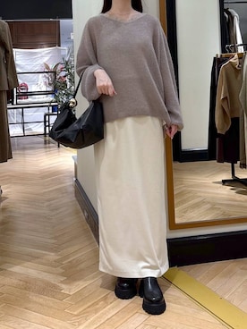 「A part by（アパートバイ）のボリュームスリッポン（スリッポン、ブラック系）」を使った、ひぃ(588)さん（レディース・162cm）の秋コーディネート