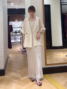 「アイテム（ジャケット/アウター、ホワイト系）」を使った、ひぃ(588)さん（レディース・162cm）の夏コーディネート