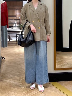 「A part by（アパートバイ）のハートモチーフバッグ（ショルダーバッグ、ブラック系）」を使った、ひぃ(588)さん（レディース・162cm）の春コーディネート