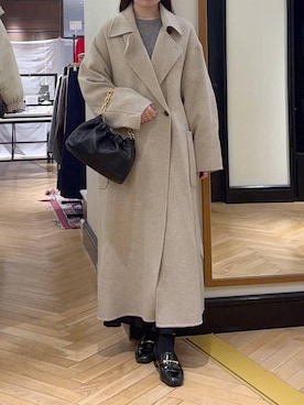 「おでかけ」｜「アイテム（ステンカラーコート）」を使った、ひぃ(588)さん（レディース・162cm）の冬コーディネート