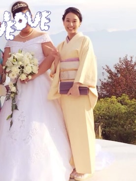 「アイテム（着物、イエロー系）」を使った、ayaさん（レディース・154cm）の夏コーディネート