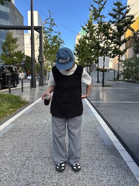 「アイテム（キャップ）」を使った、rinkaさん（レディース・150cm）の秋コーディネート