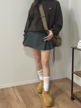 「KANGOL（カンゴール）のアイテム（ニット/セーター）」を使った、ゆいころさん（レディース・158cm）の秋コーディネート