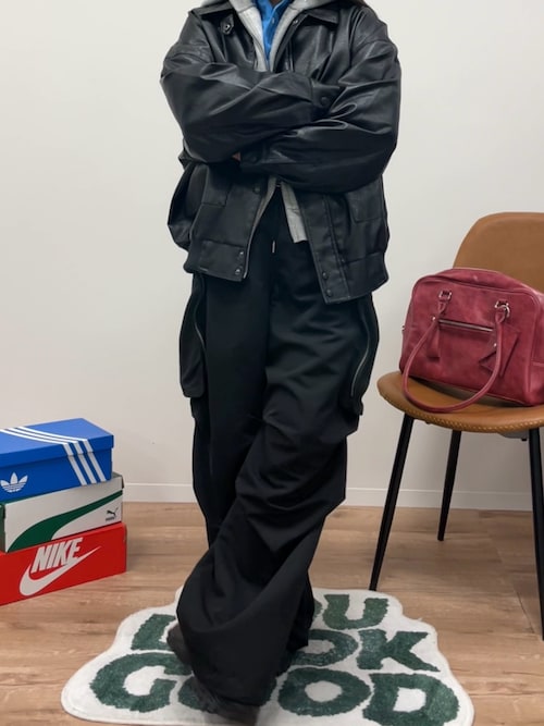 セール】【Alfred Alex】ルーズシルエットZIPポケットワイドカーゴ