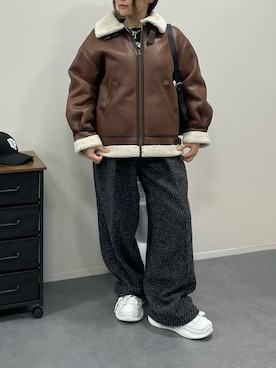 「アイテム（ムートンコート）」を使った、ゆいころさん（レディース・158cm）の秋コーディネート