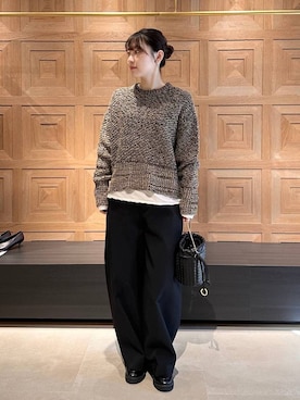 「Curensology（カレンソロジー）のCurensology(カレンソロジー)/トリプルクロスパンツ（その他パンツ、ブラック系）」を使った、miyaさん（レディース・162cm）の冬コーディネート