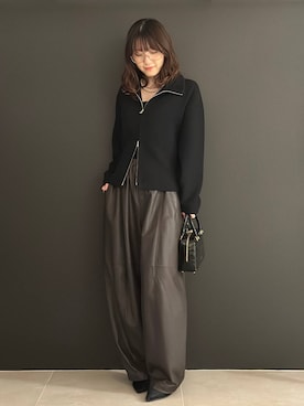 「Curensology（カレンソロジー）のCurensology(カレンソロジー)/＜C.S.G＞クレープウールブルゾン（ブルゾン、ブラック系）」を使った、miyaさん（レディース・162cm）の秋コーディネート