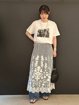 「Curensology（カレンソロジー）のCurensology(カレンソロジー)/＜&RC＞ワイドルーズデニムパンツ（デニムパンツ、ブルー系）」を使った、miyaさん（レディース・162cm）の夏コーディネート