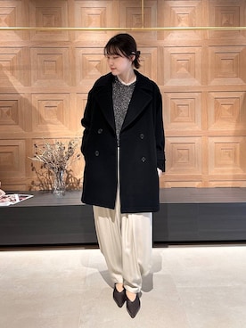 「アイテム（ピーコート）」を使った、miyaさん（レディース・162cm）の冬コーディネート