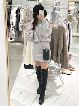 「パープル×黒」｜「アイテム（ワンピース/ドレス）」を使った、hinaさん（レディース・149cm）の秋コーディネート