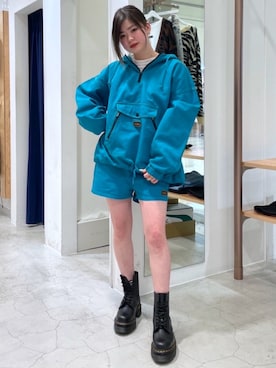 「x-girl_ootd」｜「アイテム（ブルゾン）」を使った、那須川梨々さん（レディース・152cm）の春コーディネート