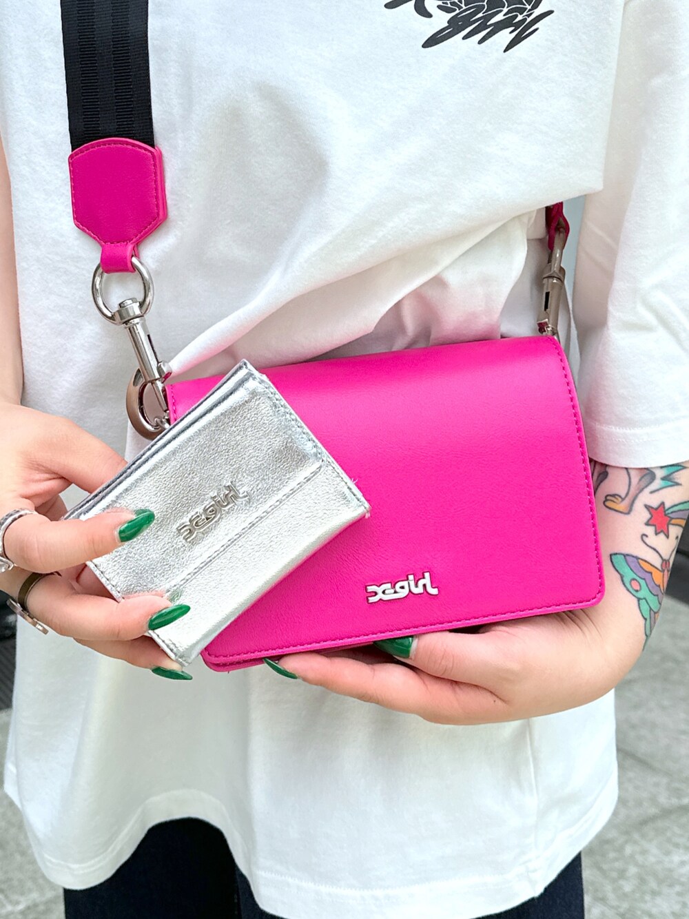 X-girl（エックスガール）の「＊METALLIC FAUX LEATHER MINI WALLET