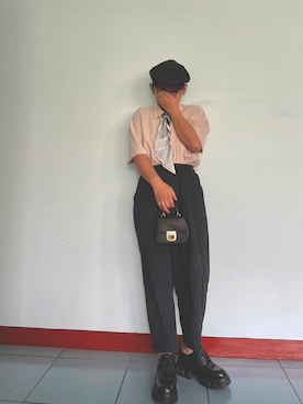 「通勤穿搭」｜「アイテム（バッグ）」を使った、Ming さん（メンズ・165cm）の春コーディネート
