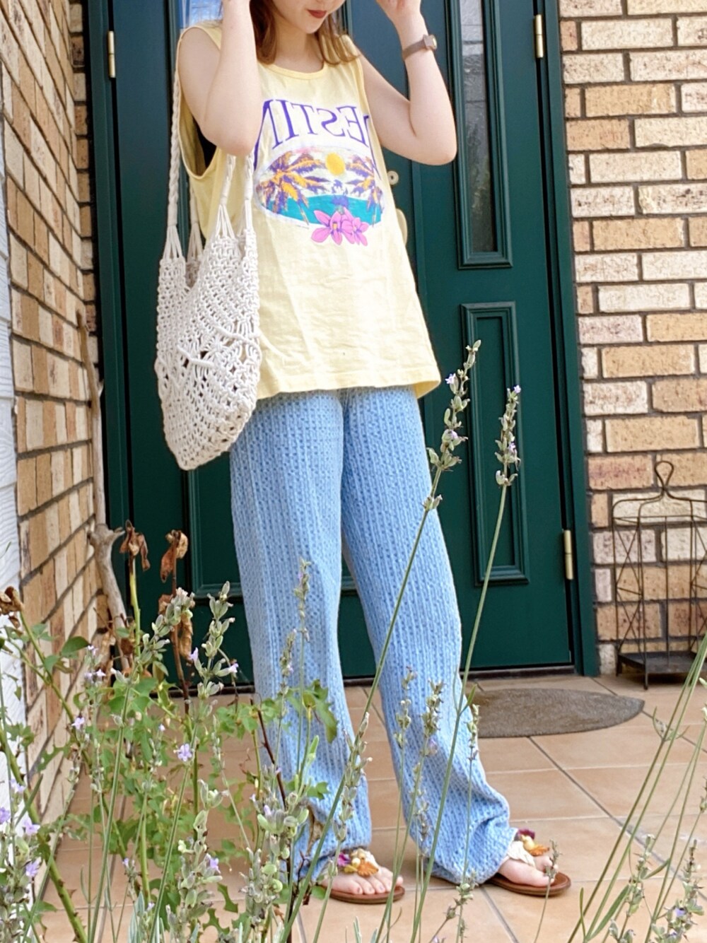 「あしながおじさんのアイテム（サンダル、その他）」を使った、moepさん（レディース・154cm）の夏コーディネートの1枚目の写真