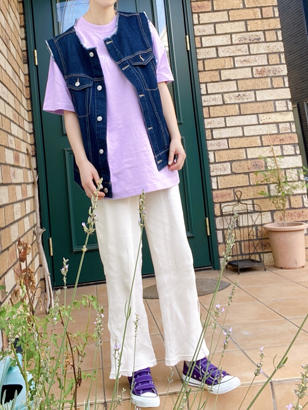 「BE:FIRST」｜「vis-`a-visのベスト（ベスト、ブルー系）」を使った、moepさん（レディース・154cm）の夏コーディネートの1枚目の写真