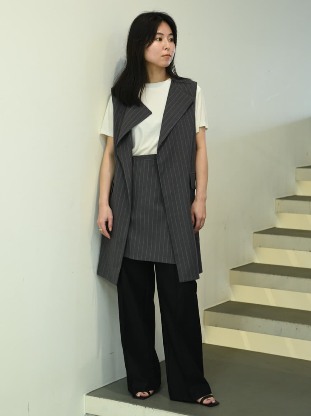 BACCAリネンコットンストライプジレ BACCAリネンコットンストライプジレ