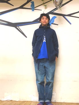 「無印良品（ムジルシリョウヒン）のアイテム（ナイロンジャケット）」を使った、Satoshi Miyaさん（メンズ・169cm）の春コーディネート