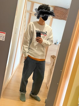 「シュプリーム」｜「アイテム（スウェット）」を使った、ko8ya4さん（メンズ・174cm）の春コーディネート