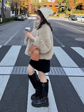 「アイテム（ジャケット/アウター、ベージュ系）」を使った、hakanaさん（レディース・148cm）の冬コーディネート