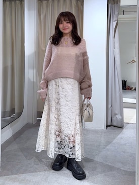 「透かし編みニット」｜hakanaさん（レディース・148cm）の秋コーディネート