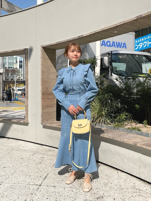 ◇肩フリルスタンドネックデニムブラウス（シャツ/ブラウス）｜FREE'S