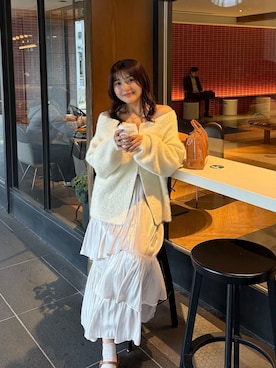 「FREE'S MART（フリーズマート）の◆〈ＭＦＭ〉前後２ＷＡＹオフショルシャギージップカーデ（ニット/セーター）」を使った、hakanaさん（レディース・148cm）の秋コーディネート