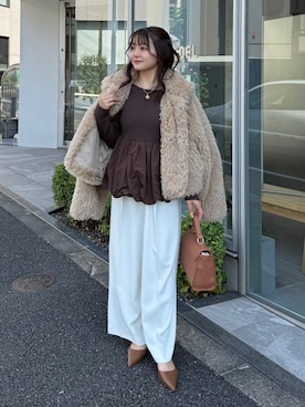 「ファーコート」｜「アイテム（ジャケット/アウター）」を使った、hakanaさん（レディース・148cm）の秋コーディネート