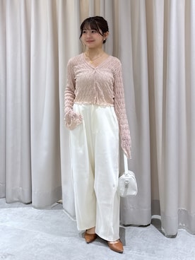 「FREE'S MART（フリーズマート）の◇シアーチュールカーディガン（Tシャツ/カットソー、ピンク系）」を使った、hakanaさん（レディース・148cm）の春コーディネート