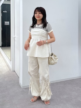 「リブニット」｜「アイテム（その他トップス）」を使った、hakanaさん（レディース・148cm）の春コーディネート