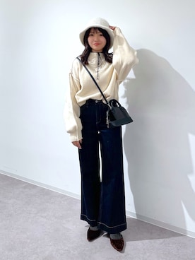 「ショート丈トップス」｜「アイテム（バレエシューズ）」を使った、hakanaさん（レディース・148cm）の冬コーディネート