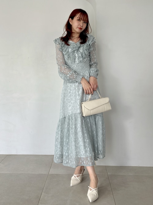 dazzlin バックリボンレースフリルワンピース　ホワイト ダズリン dazzlin バックリボンレースフリルワンピース （オフホワイト